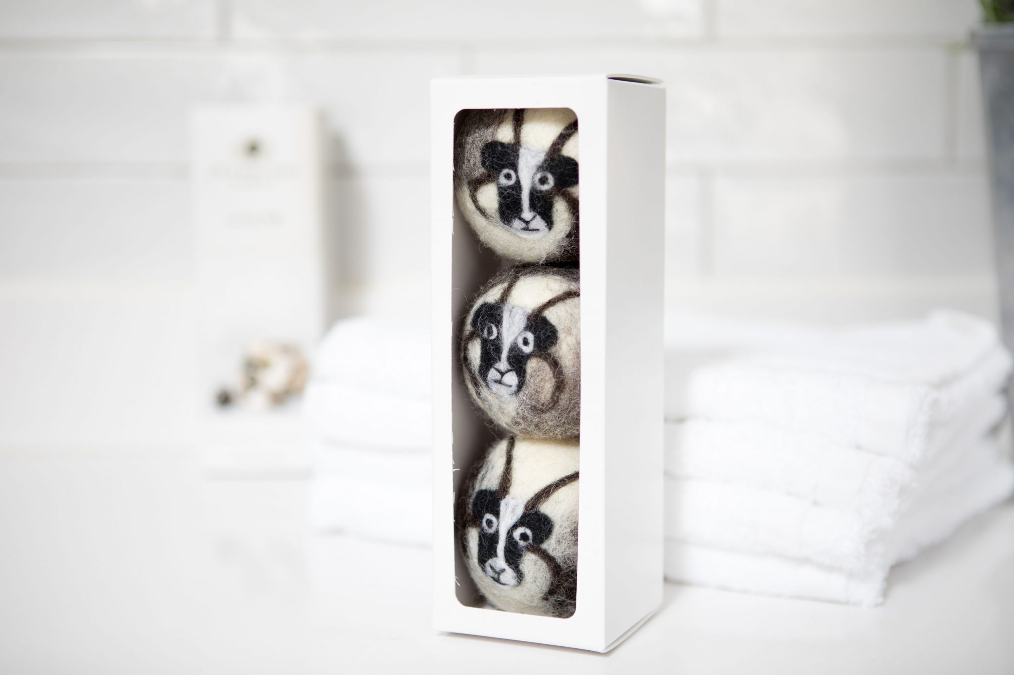 Wool dryer balls, pack of 3 Jacob sheep