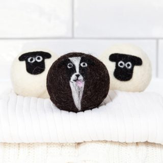 Suffolk sheep and sheep dog wool laundry dryer balls mixed pack