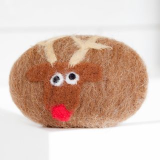 Lanolin enriched felted soap Rudolph Reindeer