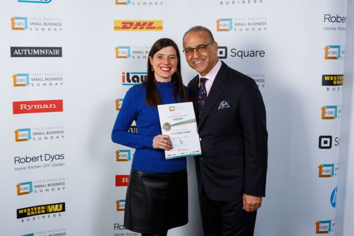 Little Beau Sheep receives award from former Dragon Theo Paphitis