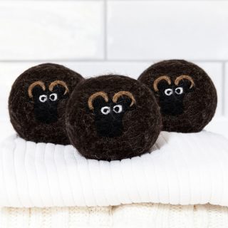 Black Welsh Mountain sheep wool laundry dryer balls
