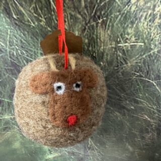 Rudolph Reindeer Wool Bauble Tree Decoration
