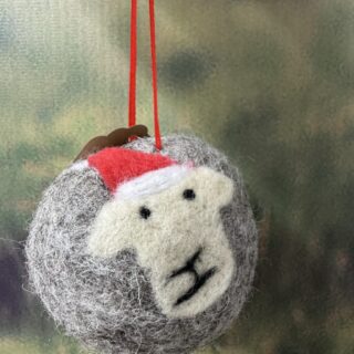 Herdwick Sheep Wool Bauble Tree Decoration